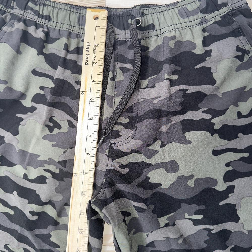 Tailor Vintage Sweatshorts Mens Medium Black Camouflage Elastic Drawstring Waist - Picture 5 of 12